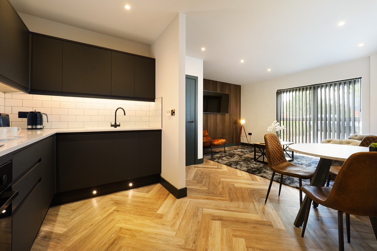 open plan kitchen diner at Hawker6 by Pentland homes.