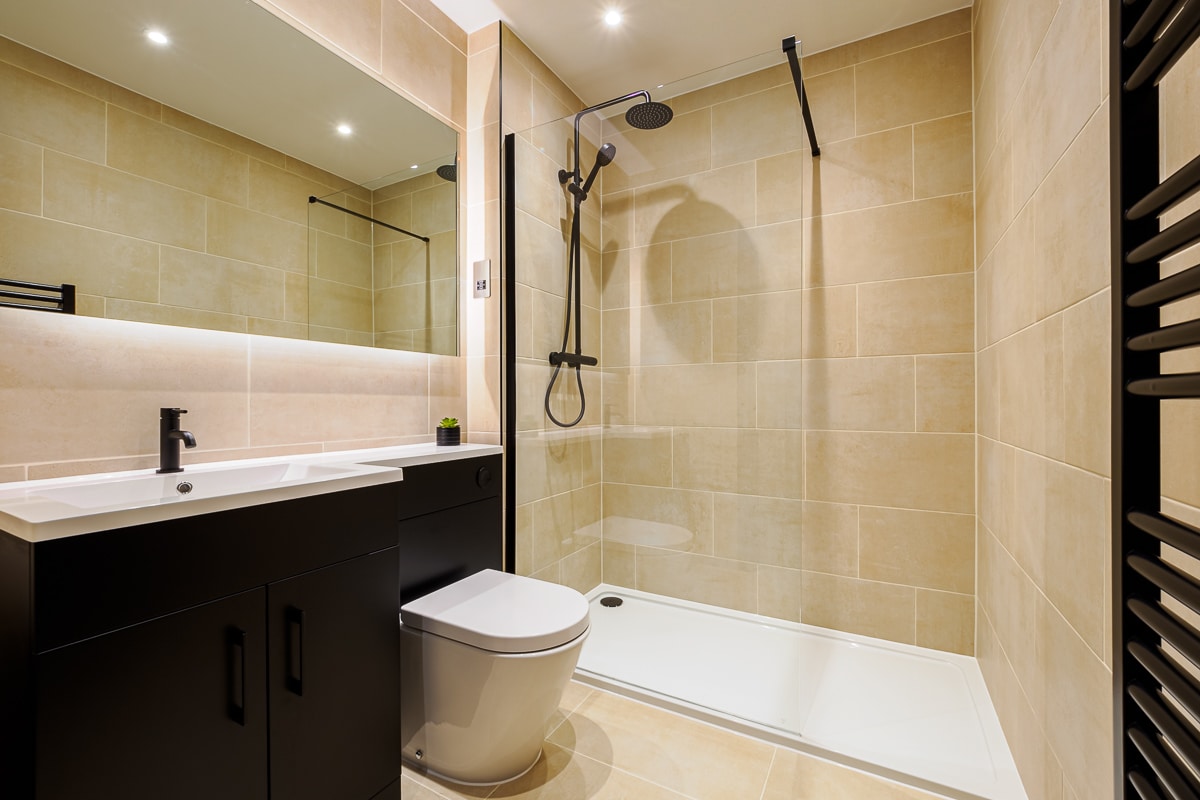 Bathroom in a Hawker 6 apartment.