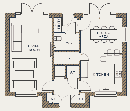 The Chilham ground floor floor plan - the fairways