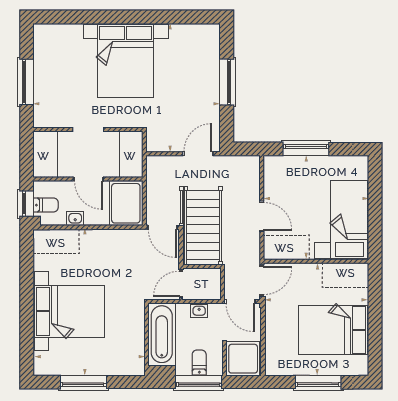 The Frist floor floor plan of the Ryarsh at The Fairways