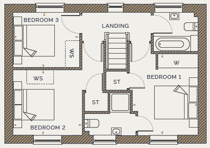 The Hadlow V1 floor plan - first floor