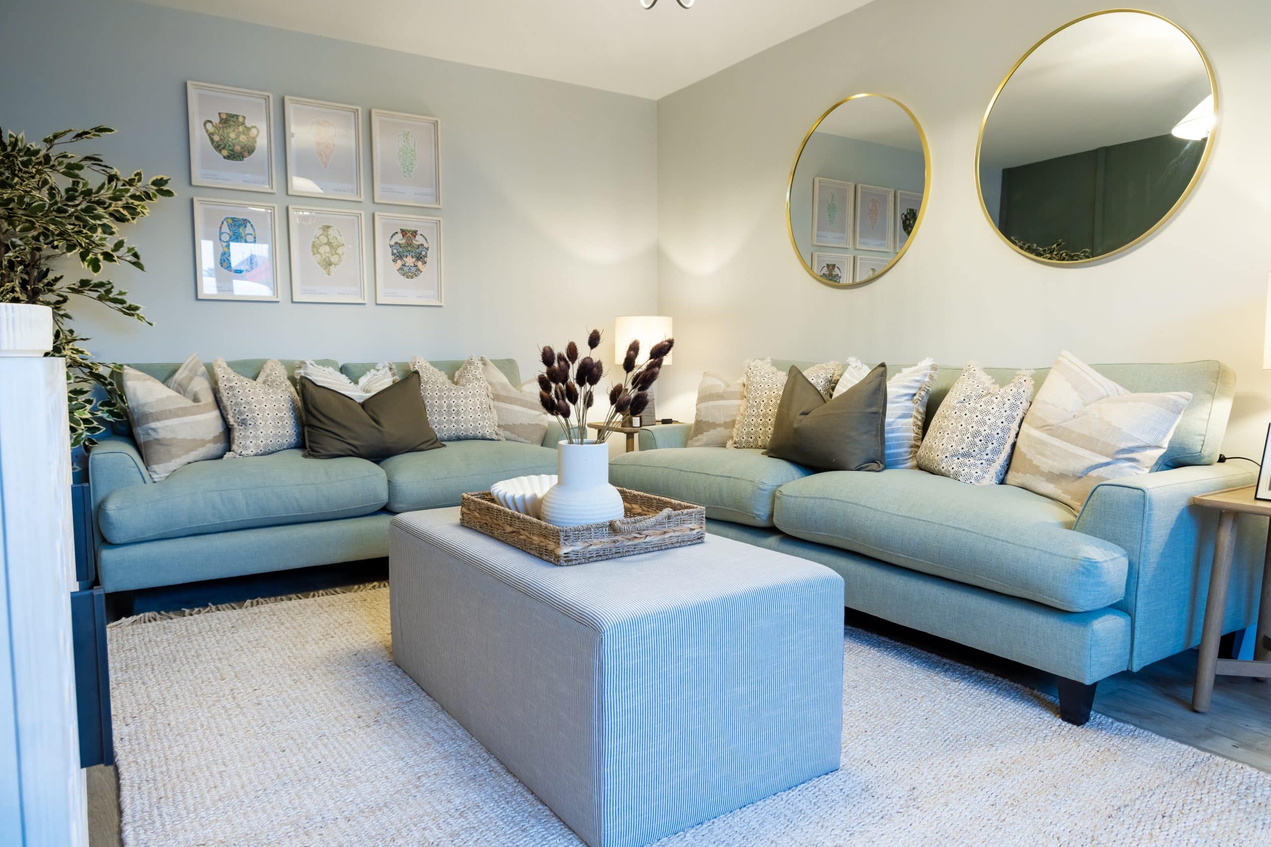 Living room in the show home of the Barns at Wye.