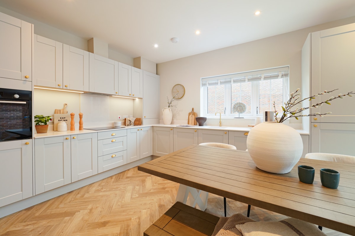 The Kitchen diner in the Ryarsh show home at The Fairways new home development.