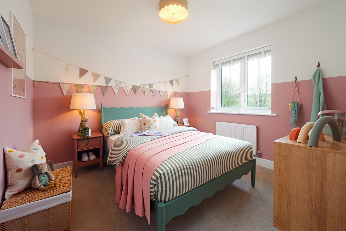 Second bedroom of the Ryarsh show home at The Fairways by pentland homes.