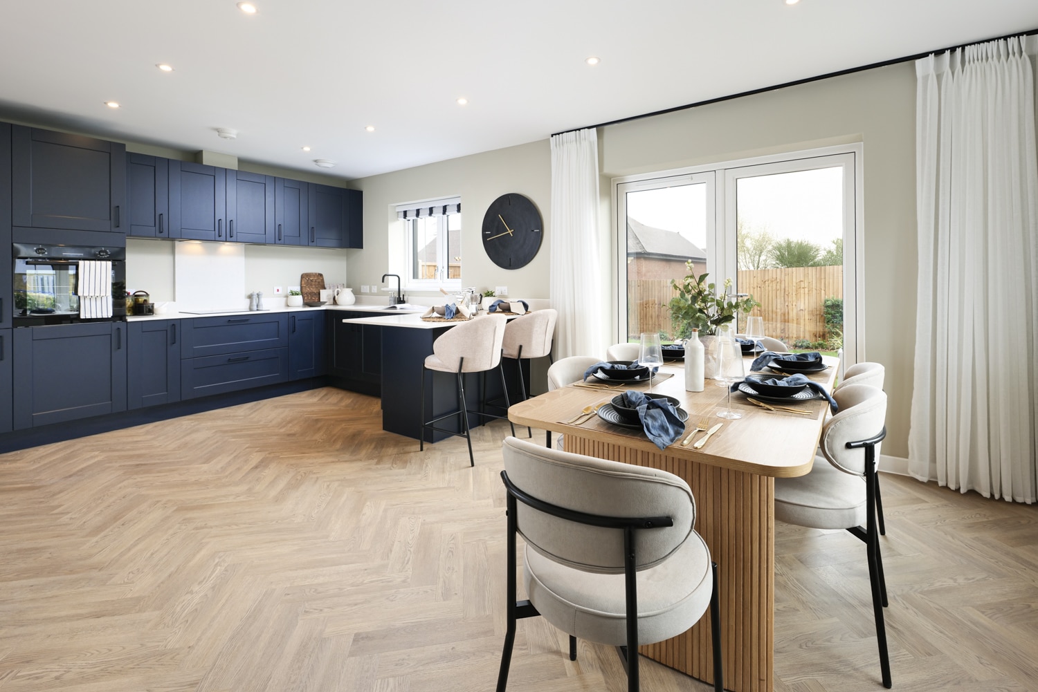 The kitchen/dining area in the Thunham house at Grovehurst Gate.