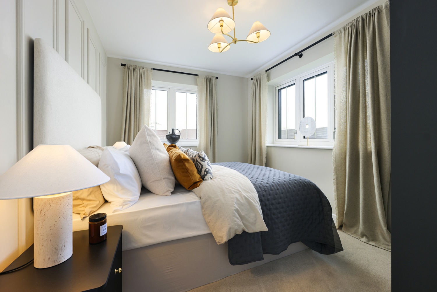 Bedroom 1 in the Thurnham house at Grovehurst Gate.