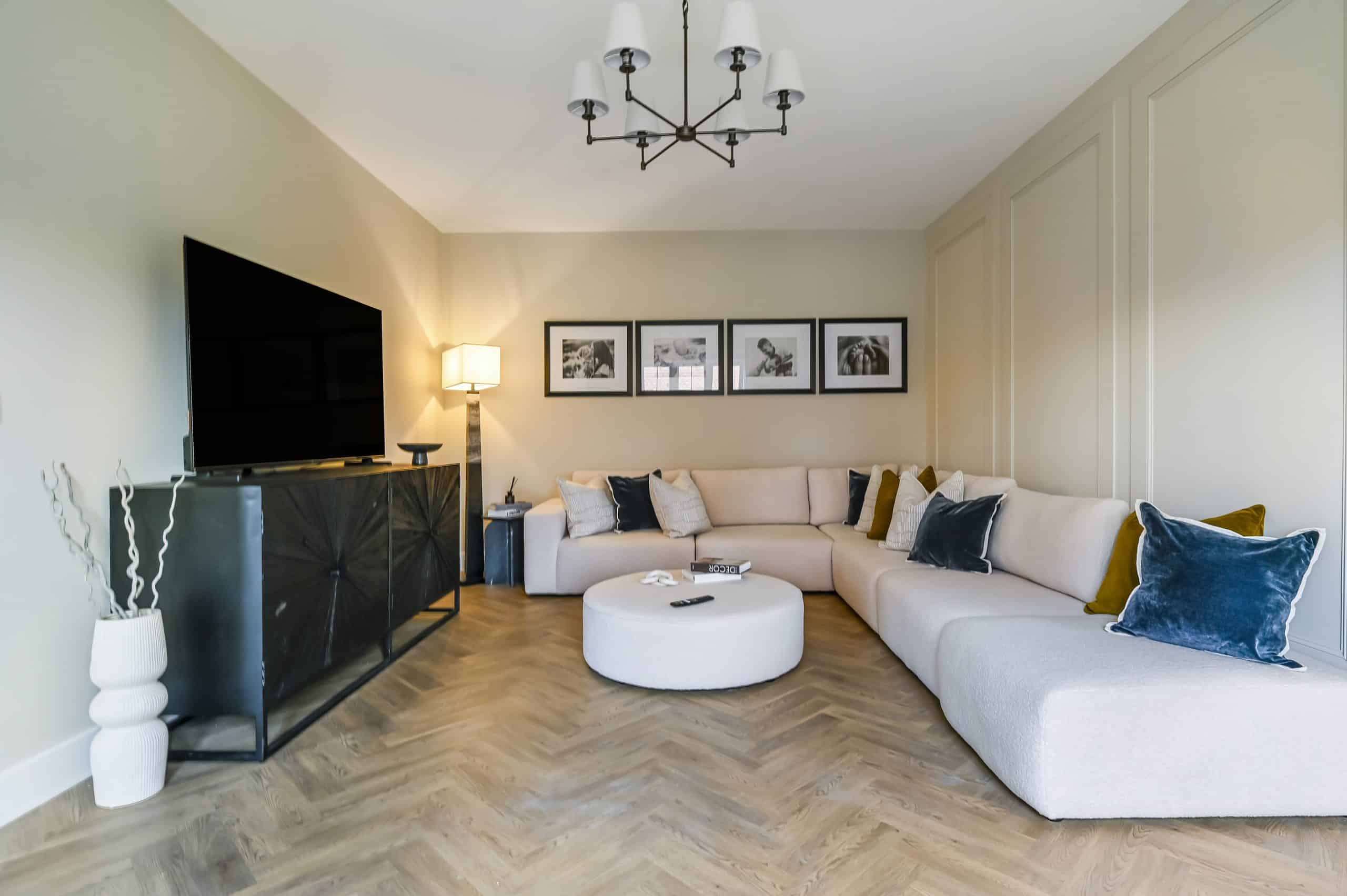 Living room in the Brasted at The Fairways.